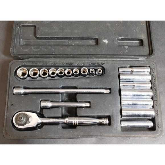 Vintage Stanley Workmaster 86-978 3/8” Drive 20Pc. USA Socket Set W/Case Tools - Picture 2 of 7